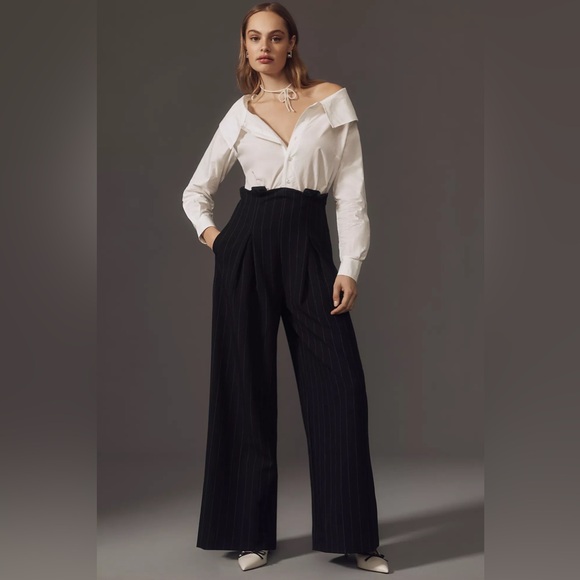 Anthropologie Maeve Corseted Shirting Twofer Jumpsuit - Picture 1 of 14